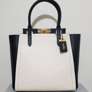 Coach "Troupe" Leather Color Block Satchel Crossbody Satchel Handbag Purse